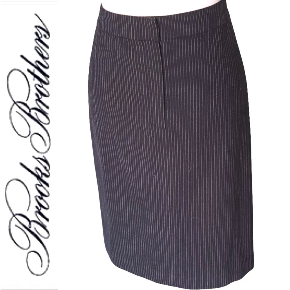 Brooks Brothers 346 Stretch Pinstripe Wool Skirt Size 12 - Picture 2 of 11
